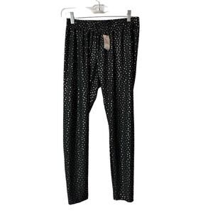 Apt.9 Black and Gold Elastic Waist Polka Dot Pants Sz S NWT